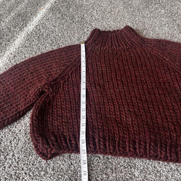 GOOD NIGHT DAY Chunky Knit Thick Mock Neck Cropped Sweater Boxy Brown Cozy XS - Picture 3 of 8